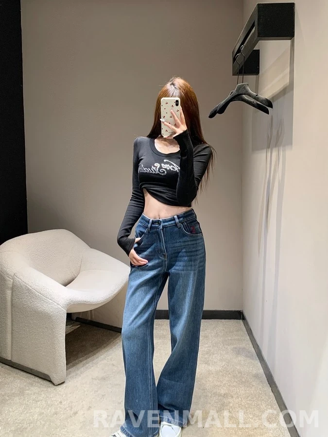 생로랑 생로랑 자수 안감 가죽 데님 상세 이미지