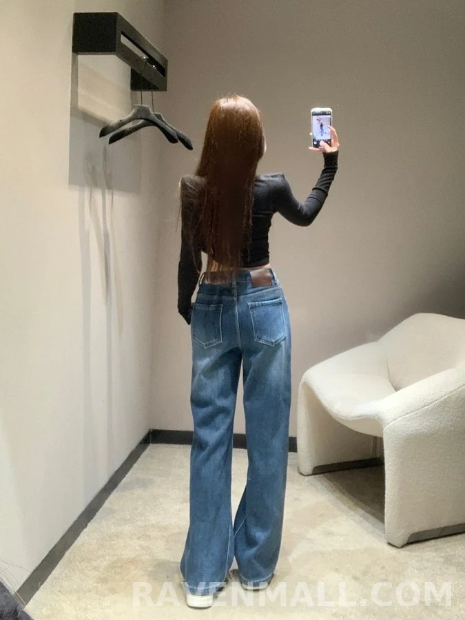 생로랑 생로랑 자수 안감 가죽 데님 상세 이미지