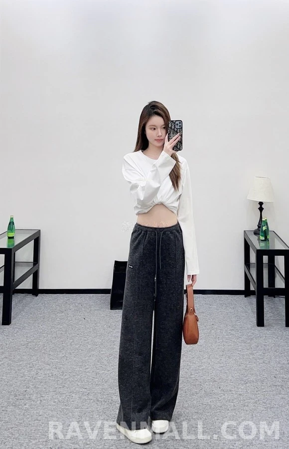 미우미우 미우미우 드로스트링 와이드 팬츠 상세 이미지