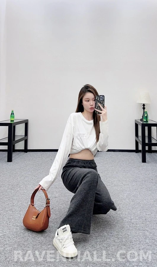 미우미우 미우미우 드로스트링 와이드 팬츠 상세 이미지