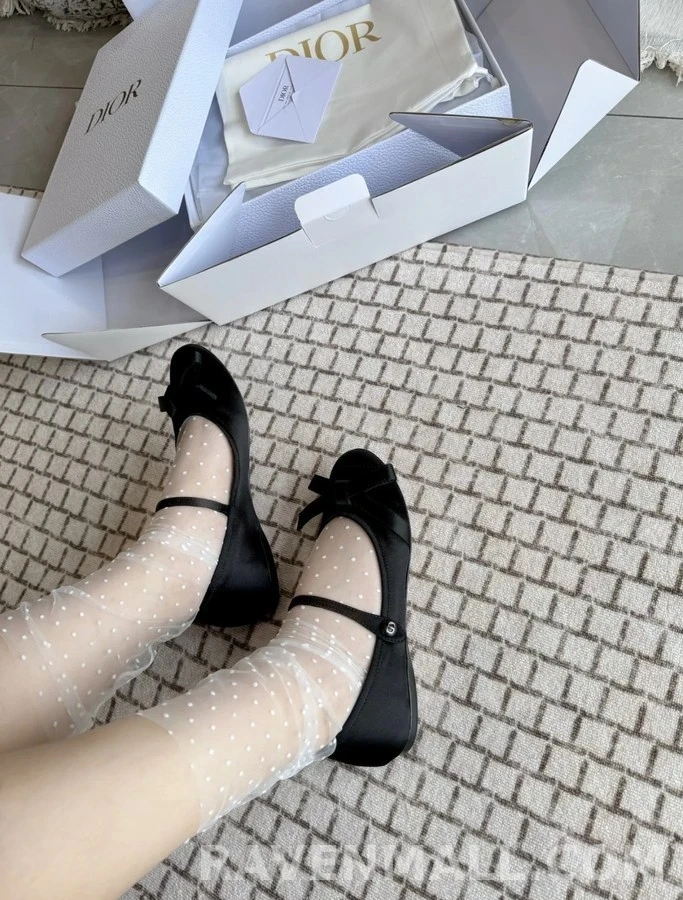 디올 디올 새틴 보우 메리제인 플랫 상세 이미지