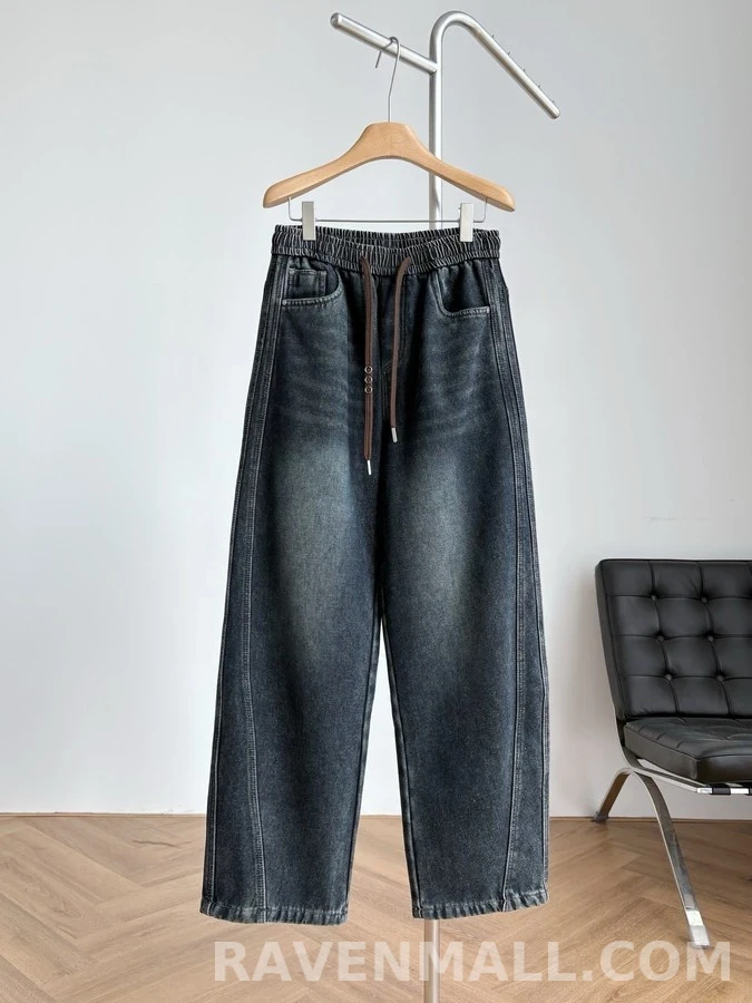 보테가베네타 보테가 베네타 깊은 워시 잉크 블루 가성 와이드 레그 데님 상세 이미지