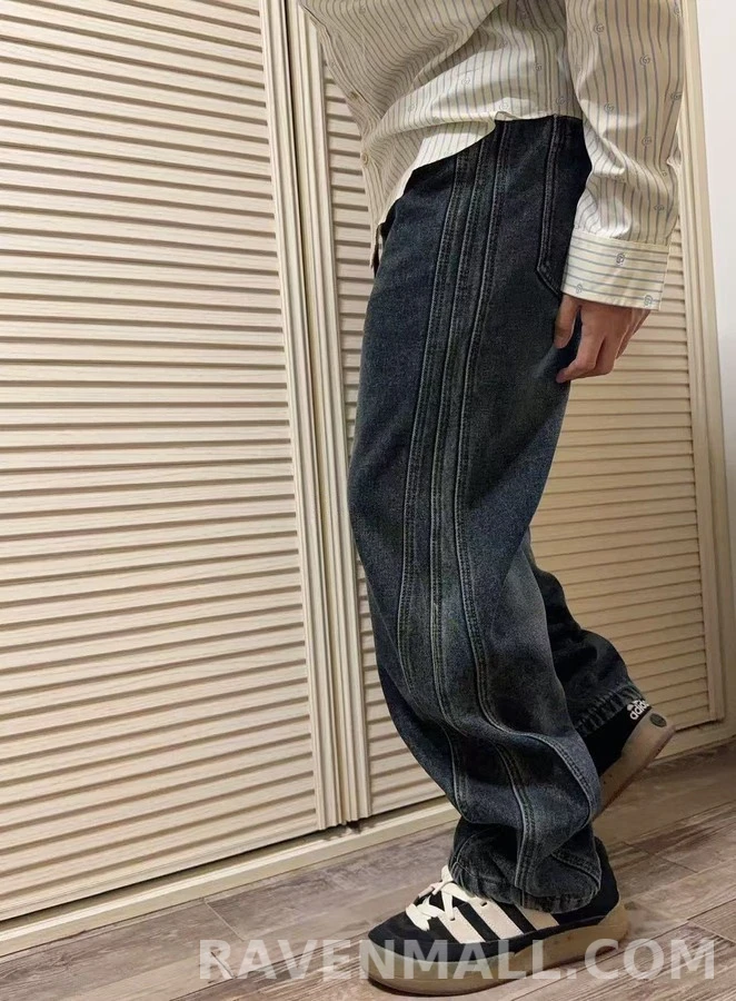 보테가베네타 보테가 베네타 깊은 워시 잉크 블루 가성 와이드 레그 데님 상세 이미지
