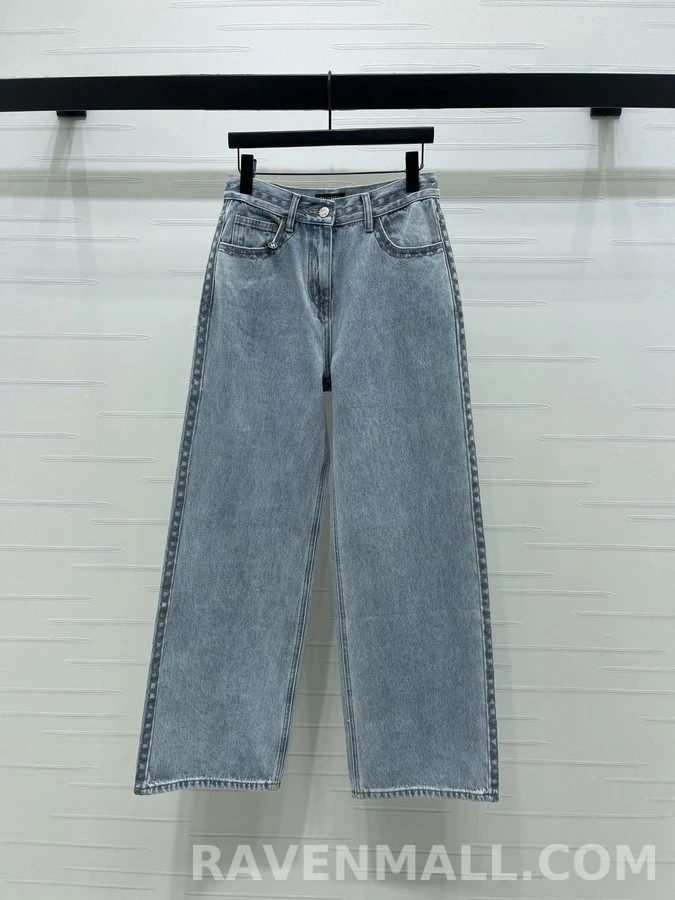 샤넬 샤넬 스카이블루 링 버클 데님 팬츠 상세 이미지