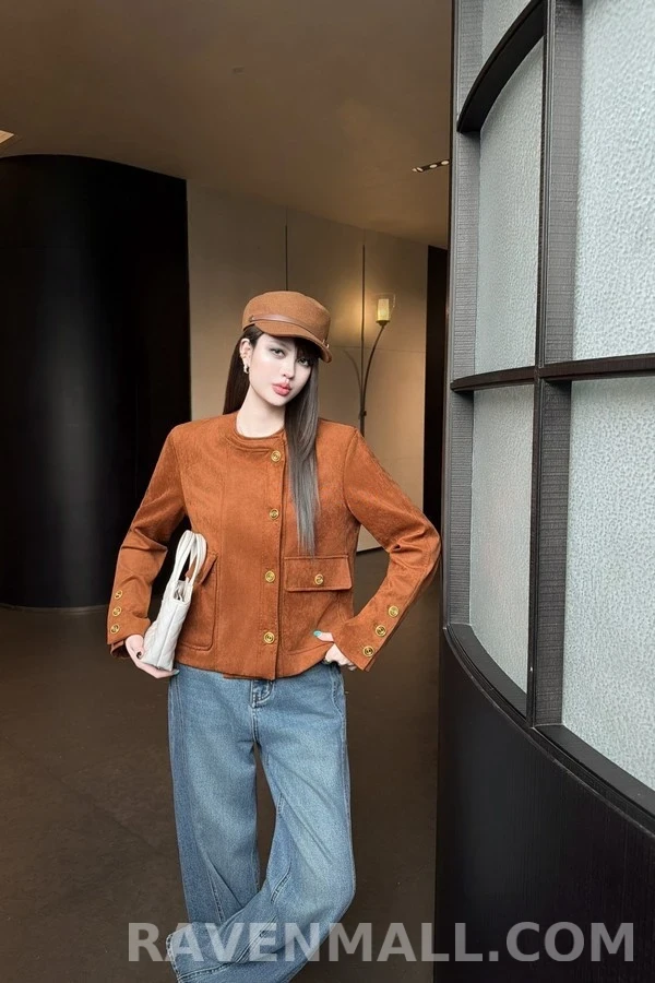 생로랑 세인트로랑 스웨이드 금장 버튼 자켓 상세 이미지