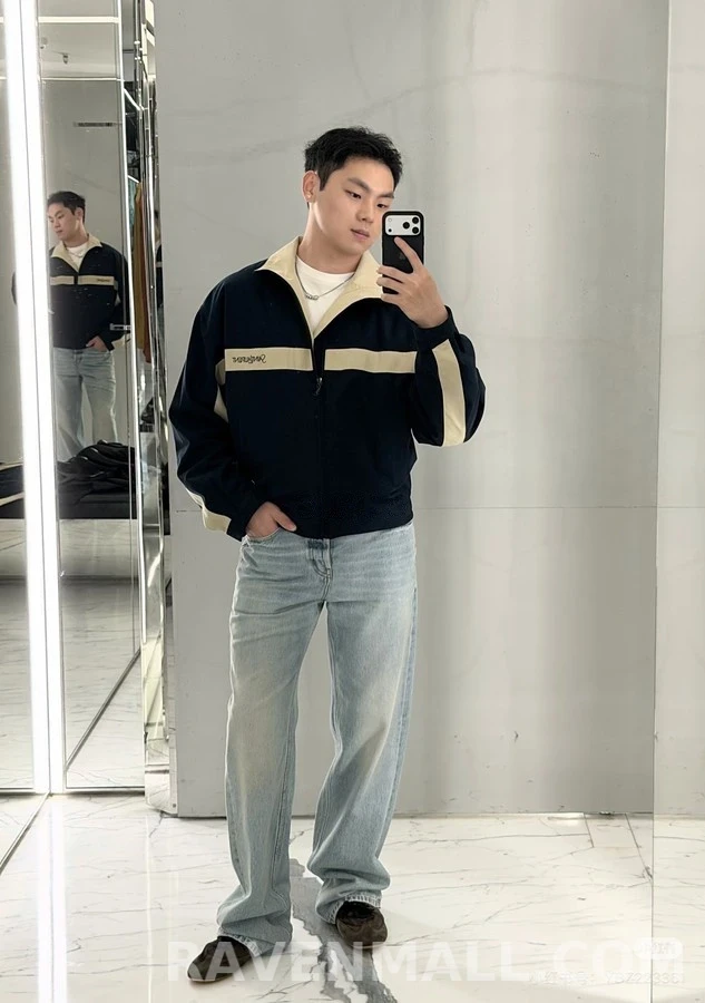 생로랑 세인트로랑 배색 레터링 집업 자켓 상세 이미지