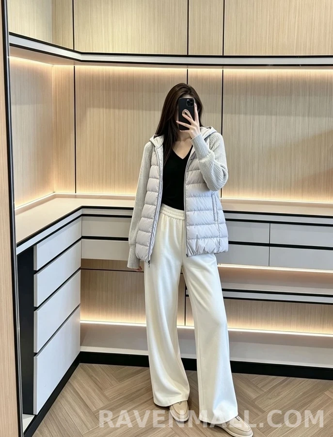 브루넬로 쿠치넬리 브루넬로 쿠치넬리 니트 슬리브 패딩 후드 가디건 상세 이미지