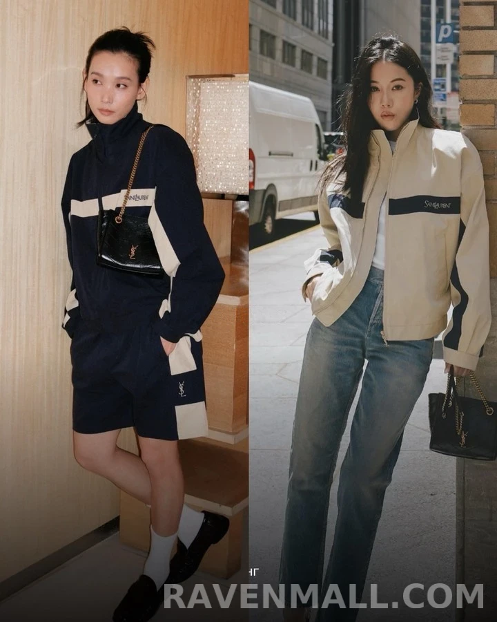생로랑 세인트로랑 배색 스트라이프 코튼 캔버스 자켓 상세 이미지