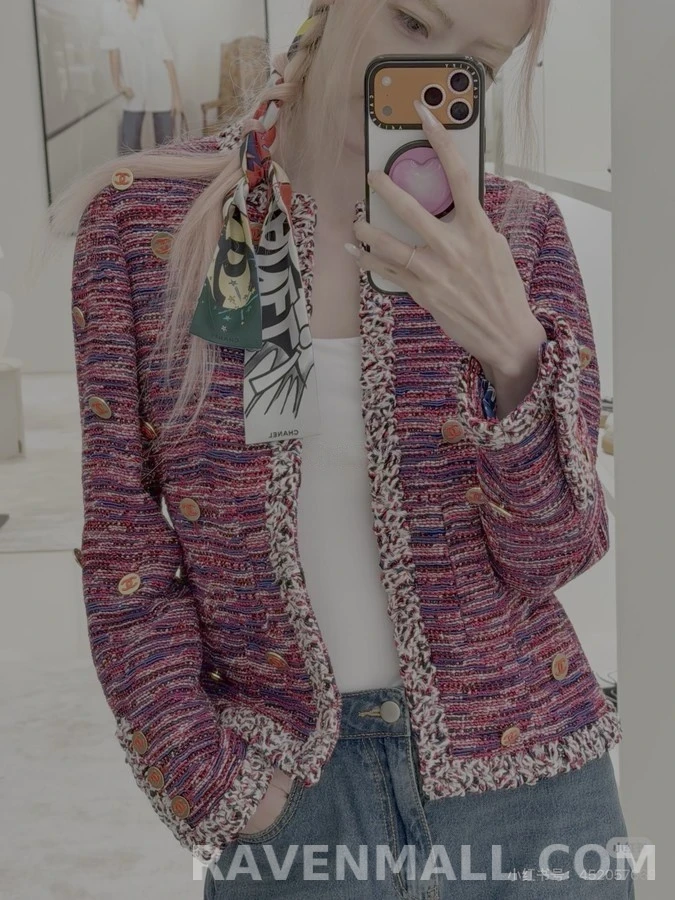 샤넬 샤넬 레드블루 혼색 트위드 자켓 상세 이미지