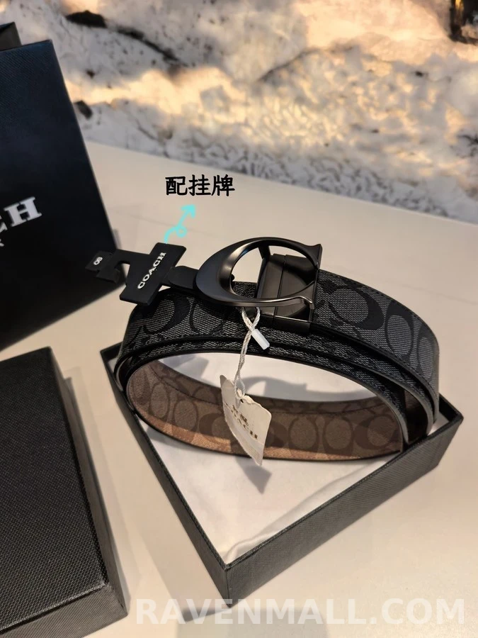 코치 코치 시그니처 패턴 리버서블 벨트 상세 이미지