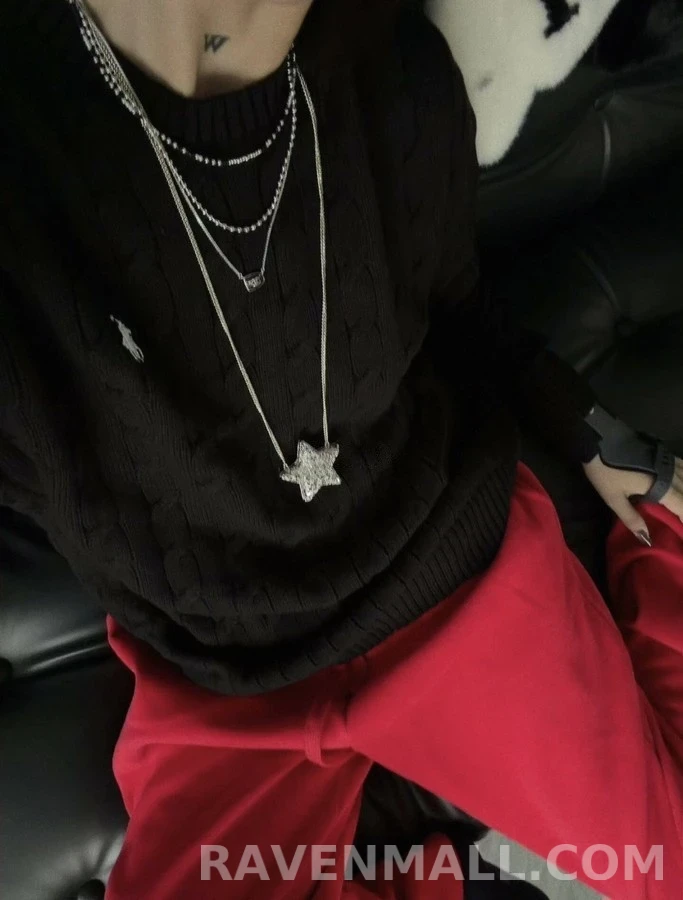 샤넬 샤넬 흑백 비즈 레이어드 목걸이 상세 이미지