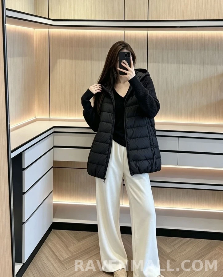브루넬로 쿠치넬리 브루넬로 쿠치넬리 패딩 하이브리드 니트 후드 상세 이미지