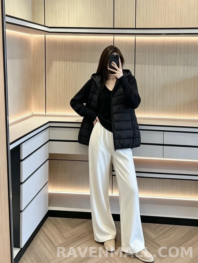 브루넬로 쿠치넬리 브루넬로 쿠치넬리 패딩 하이브리드 니트 후드 상세 이미지