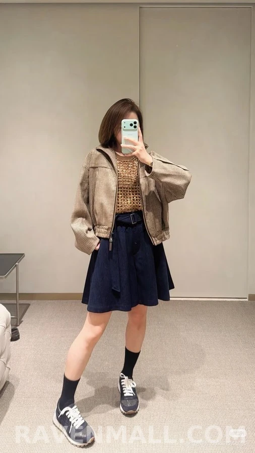 브루넬로 쿠치넬리 브루넬로 쿠치넬리 하운드투스 스탠드넥 자켓 상세 이미지