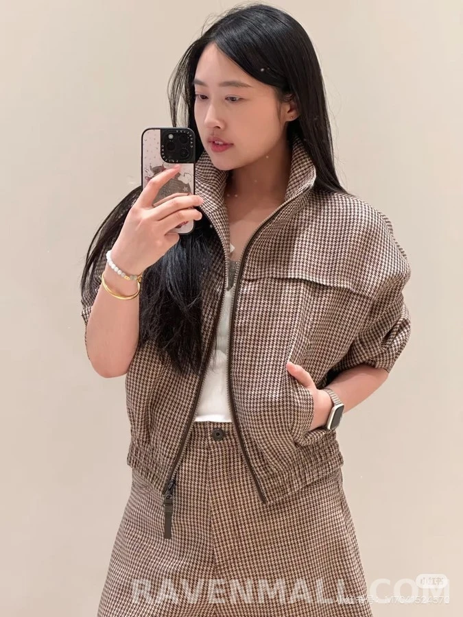 브루넬로 쿠치넬리 브루넬로 쿠치넬리 하운드투스 스탠드넥 자켓 상세 이미지