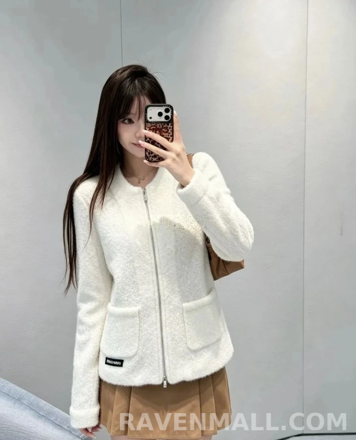 미우미우 미우미우 모헤어 지퍼 자켓 상세 이미지