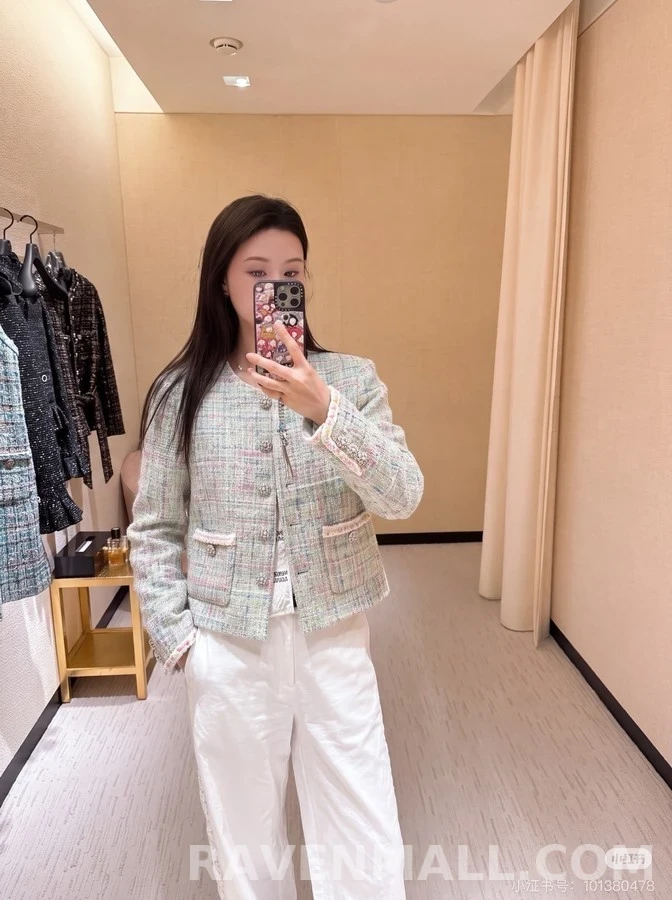 샤넬 샤넬 멀티 컬러 트위드 크롭 자켓 상세 이미지