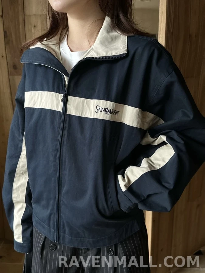 생로랑 세인트로랑 로고 자수 배색 자켓 상세 이미지