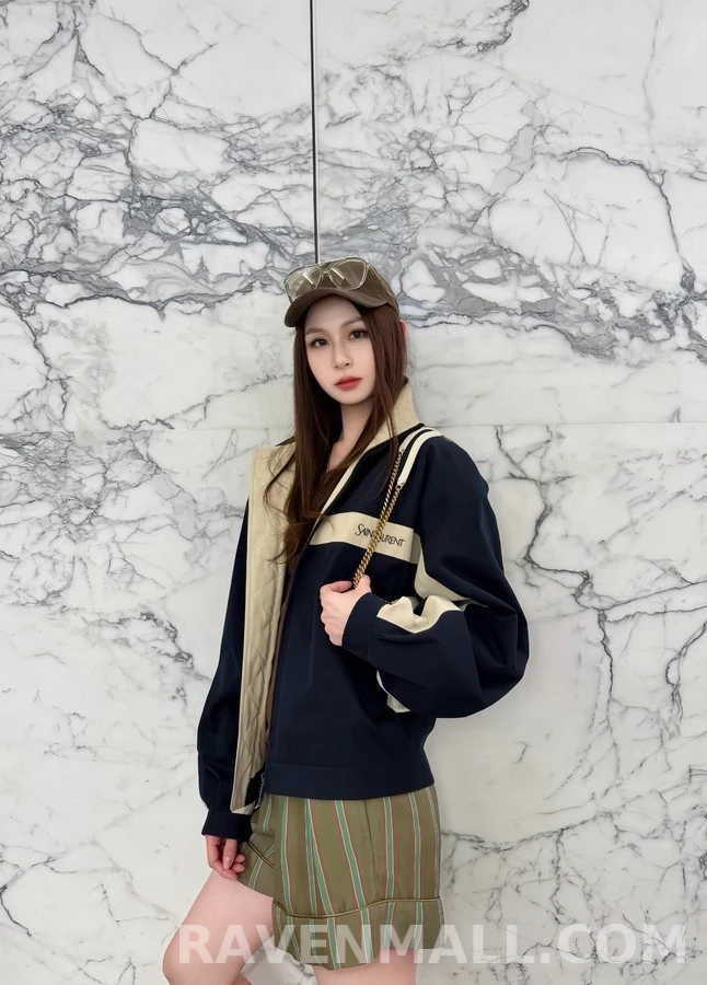 생로랑 세인트로랑 로고 자수 배색 자켓 상세 이미지