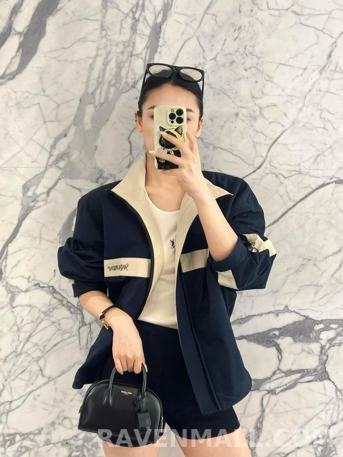 생로랑 세인트로랑 로고 자수 배색 자켓 상세 이미지