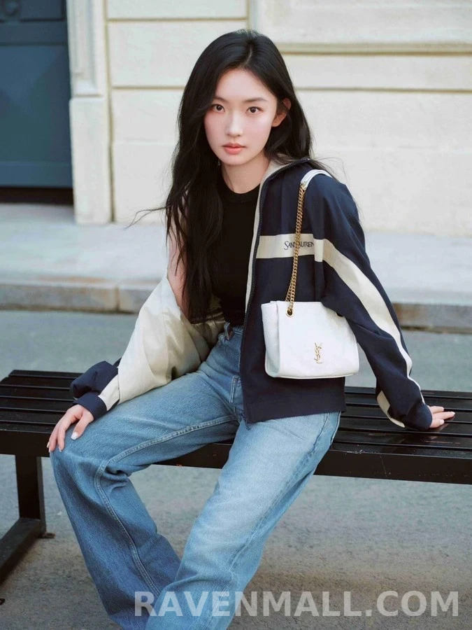 생로랑 세인트로랑 로고 자수 배색 자켓 상세 이미지