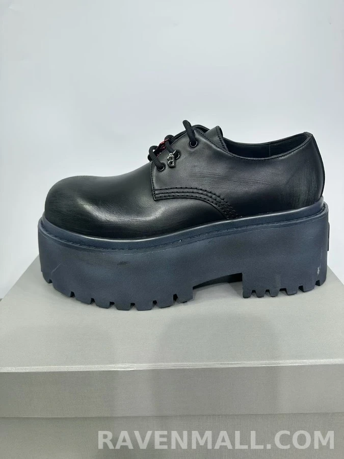 발렌시아가 발렌시아가 블랙 워싱 소가죽 8cm 굽 더비 슈즈 상세 이미지