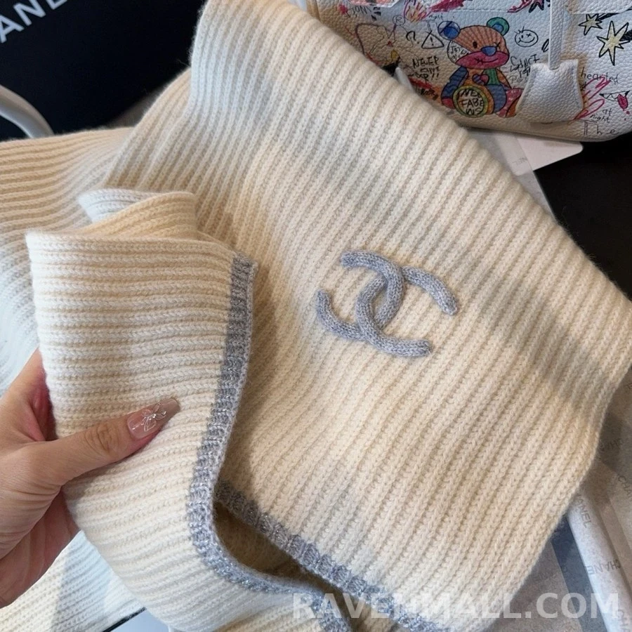 샤넬 샤넬 자수 로고 니트 머플러 상세 이미지