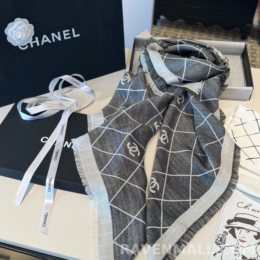 샤넬 샤넬 로고 다이아몬드 패턴 머플러 상세 이미지