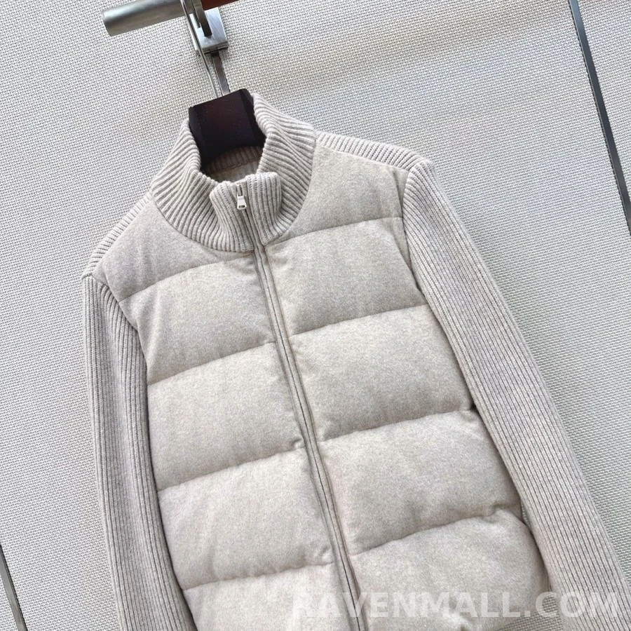 브루넬로 쿠치넬리 브루넬로 쿠치넬리 울 배색 스탠드넥 숏 패딩 상세 이미지