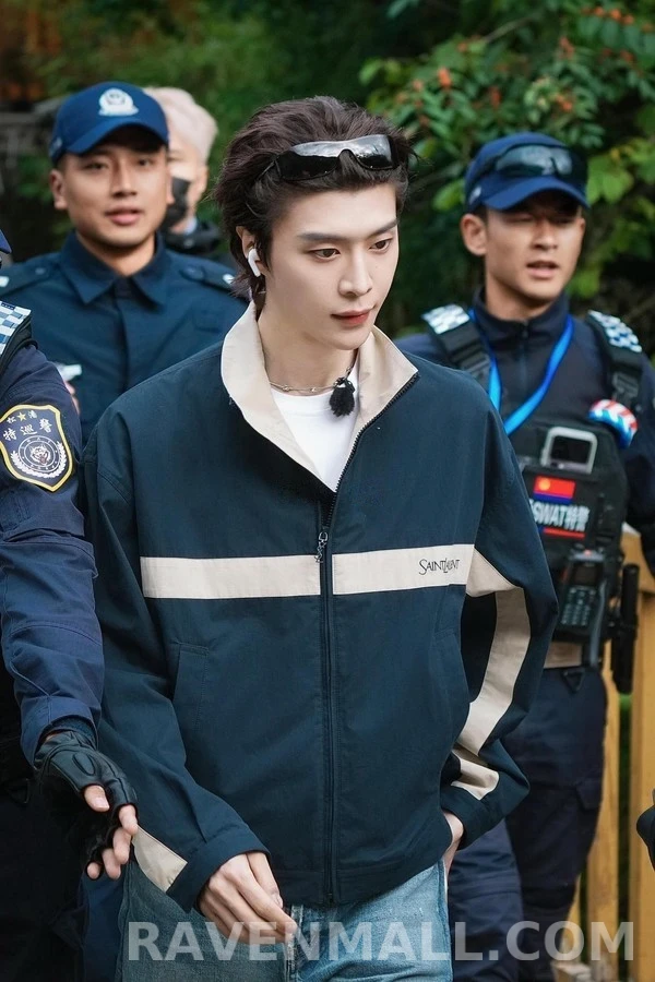 생로랑 세인트로랑 P 로고 스트라이프 코튼 자켓 상세 이미지
