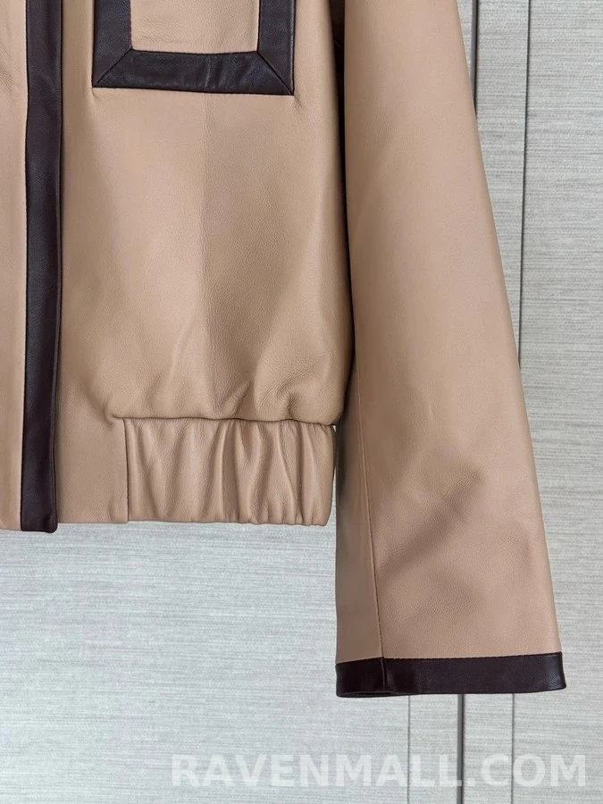 샤넬 샤넬 가죽 배색 칼라 재킷 상세 이미지