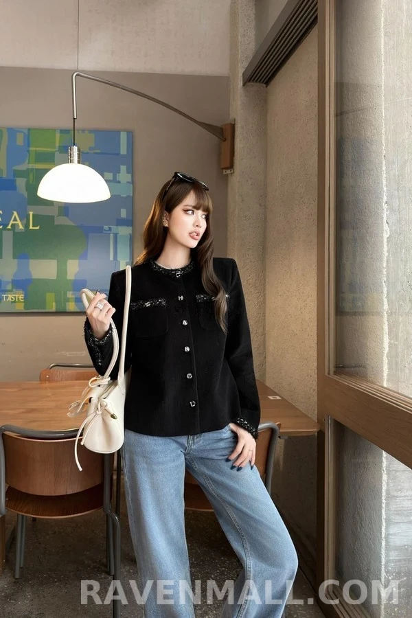 샤넬 샤넬 체크 칼라 자켓 상세 이미지