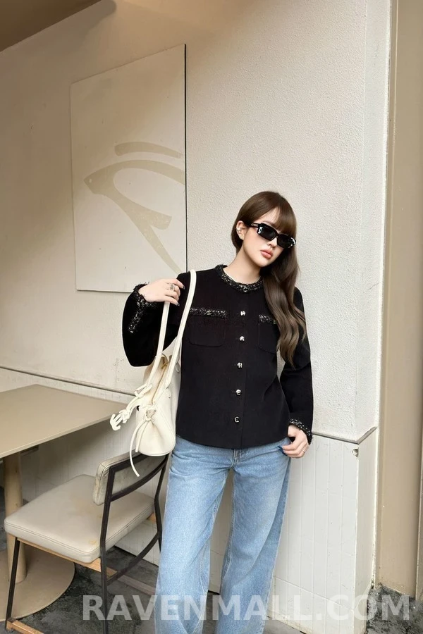 샤넬 샤넬 체크 칼라 자켓 상세 이미지