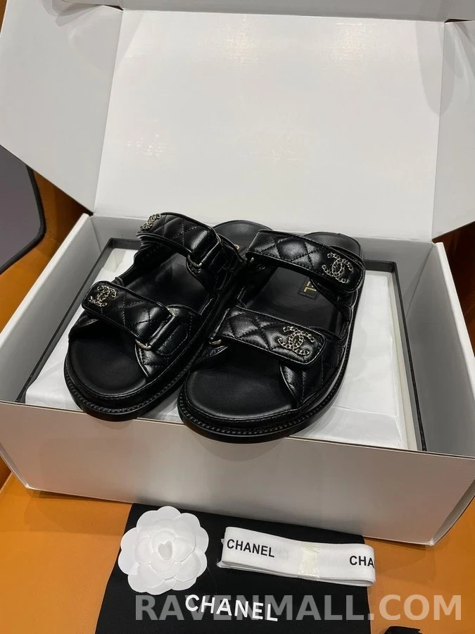 샤넬 샤넬 그레인드 카프스킨 슬라이드 상세 이미지