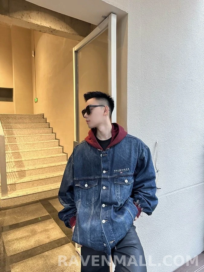 발렌시아가 발렌시아가 데님 후드 맨투맨 상세 이미지
