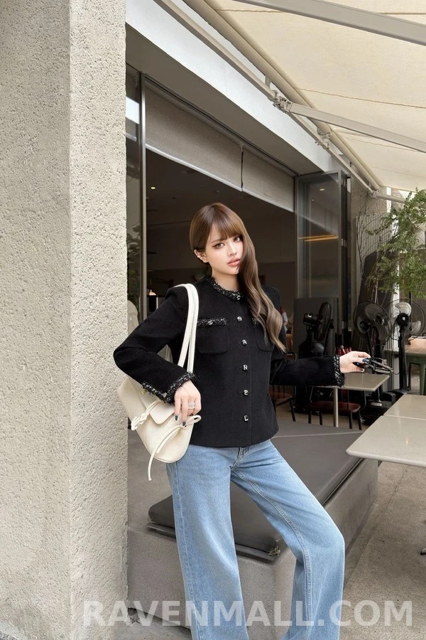샤넬 샤넬 코듀로이 트림 라운드넥 자켓 상세 이미지