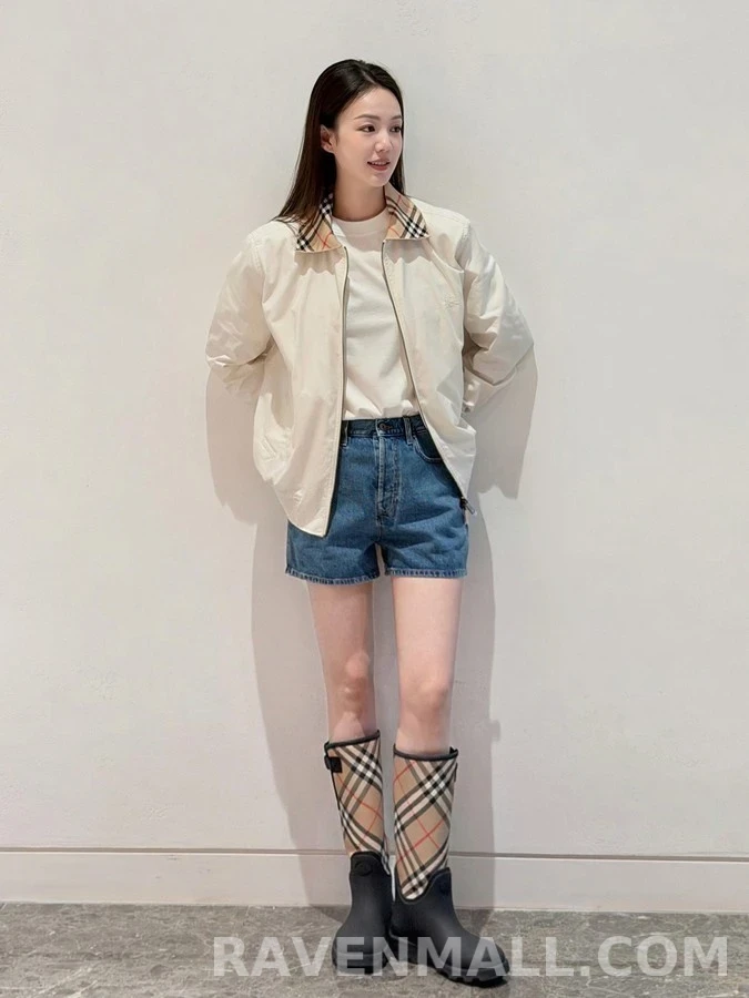 버버리 버버리 체크 카라 자수 해링턴 자켓 상세 이미지