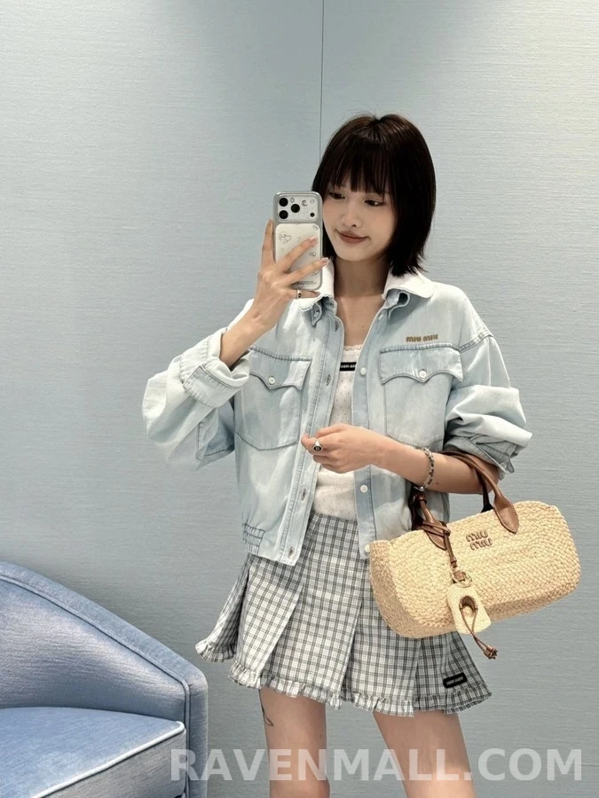 미우미우 미우미우 레이스 카라 데님 자켓 상세 이미지