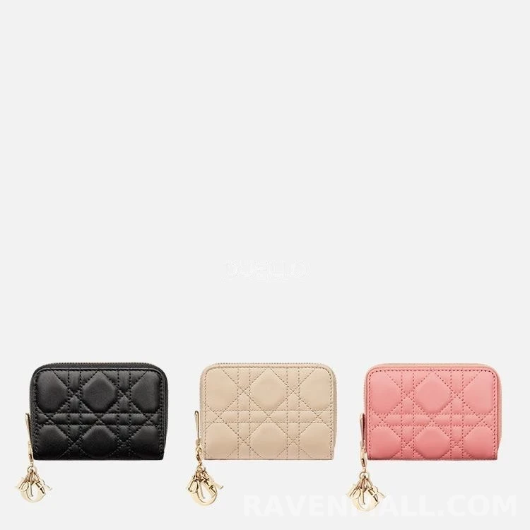 디올 디올 LADY DIOR Voyageur 양가죽 스몰 동전 지갑 상세 이미지