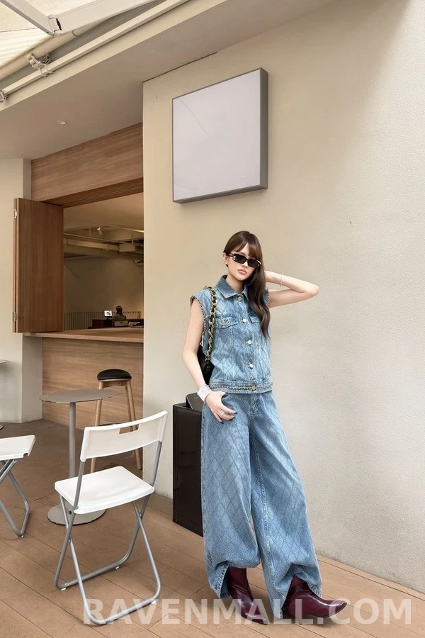 샤넬 샤넬 다이아 퀼팅 체인 데님 베스트 상세 이미지