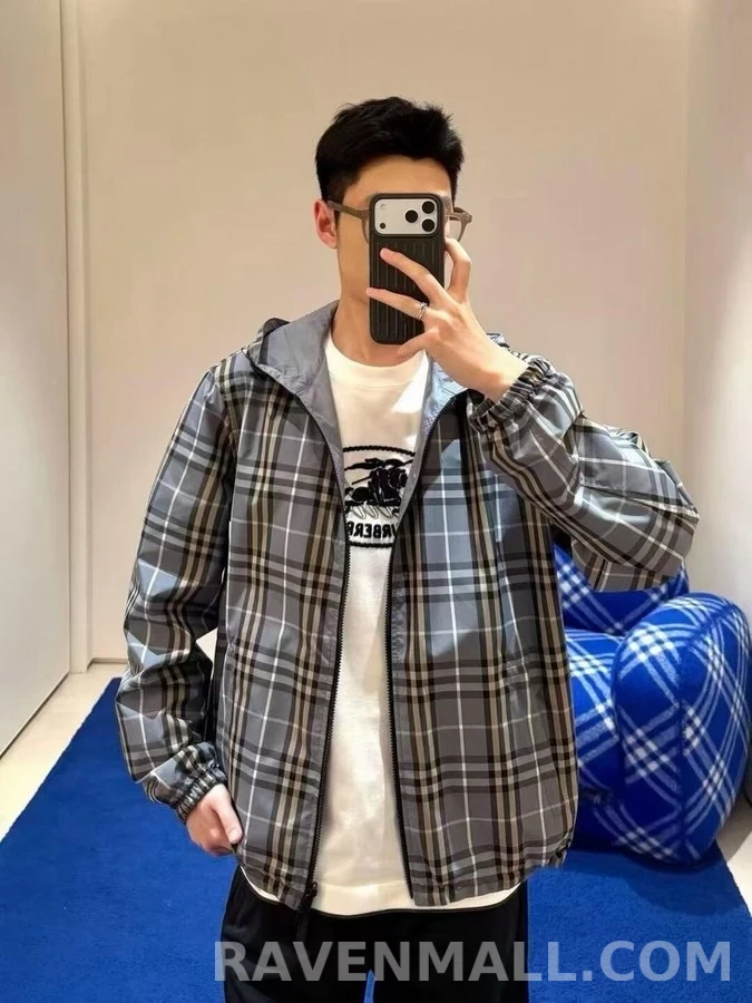 버버리 버버리 격자무늬 리버서블 후드 집업 상세 이미지
