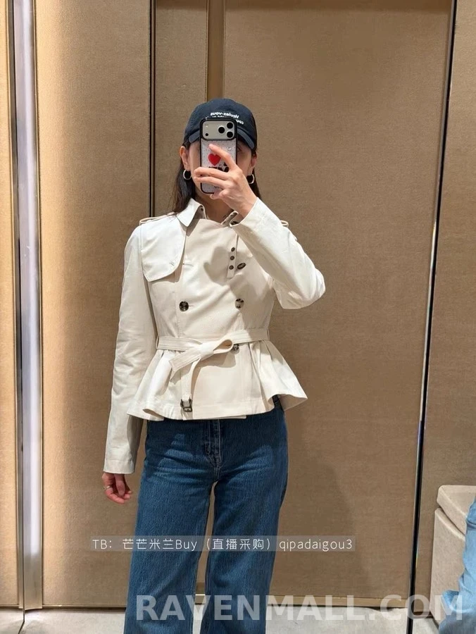 버버리 버버리 벨티드 더블 플레어 자켓 상세 이미지