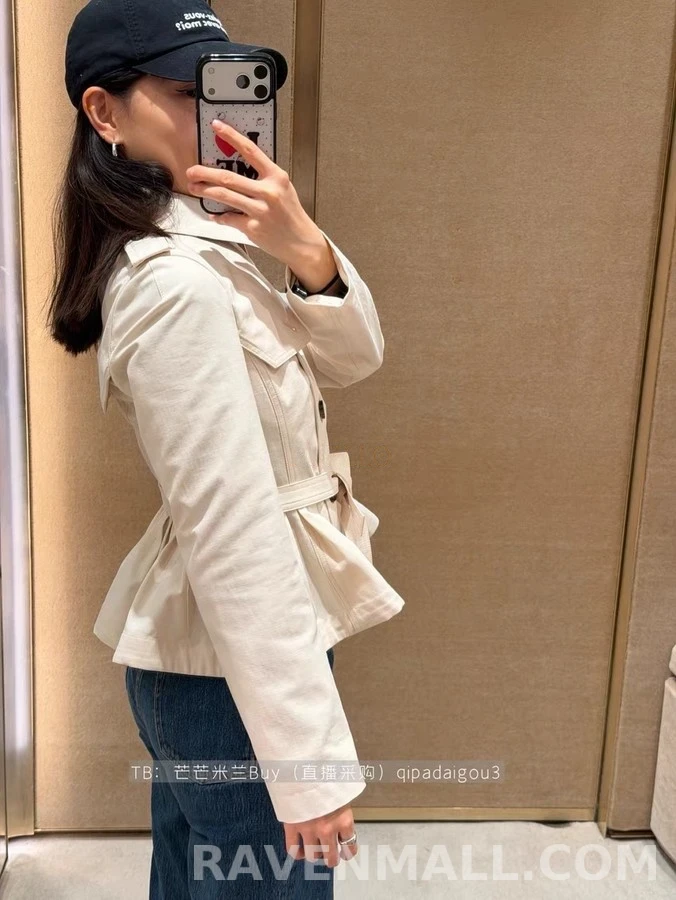버버리 버버리 벨티드 더블 플레어 자켓 상세 이미지
