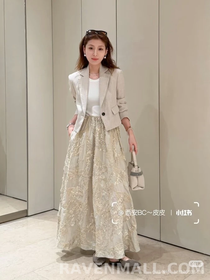 브루넬로 쿠치넬리 브루넬로 쿠치넬리 헤링본 린넨 크롭 자켓 상세 이미지