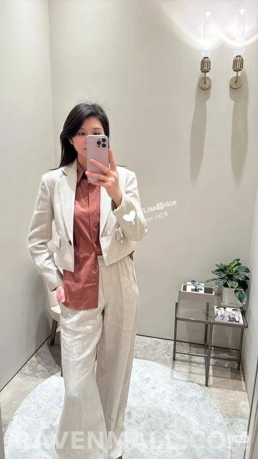 브루넬로 쿠치넬리 브루넬로 쿠치넬리 헤링본 린넨 크롭 자켓 상세 이미지