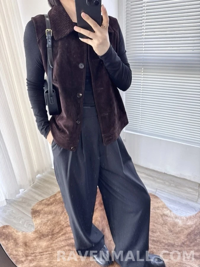 보테가베네타 보테가 베네타 수작업 편직 칼라 스웨이드 슬리브리스 상세 이미지