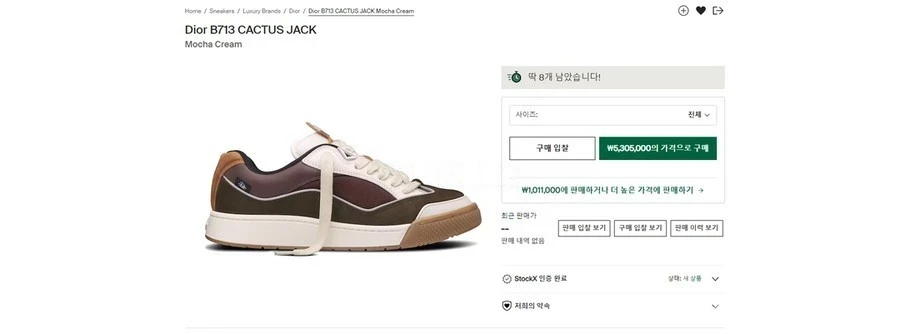 디올 디올 B713 x 캑터스 잭 스니커즈 상세 이미지