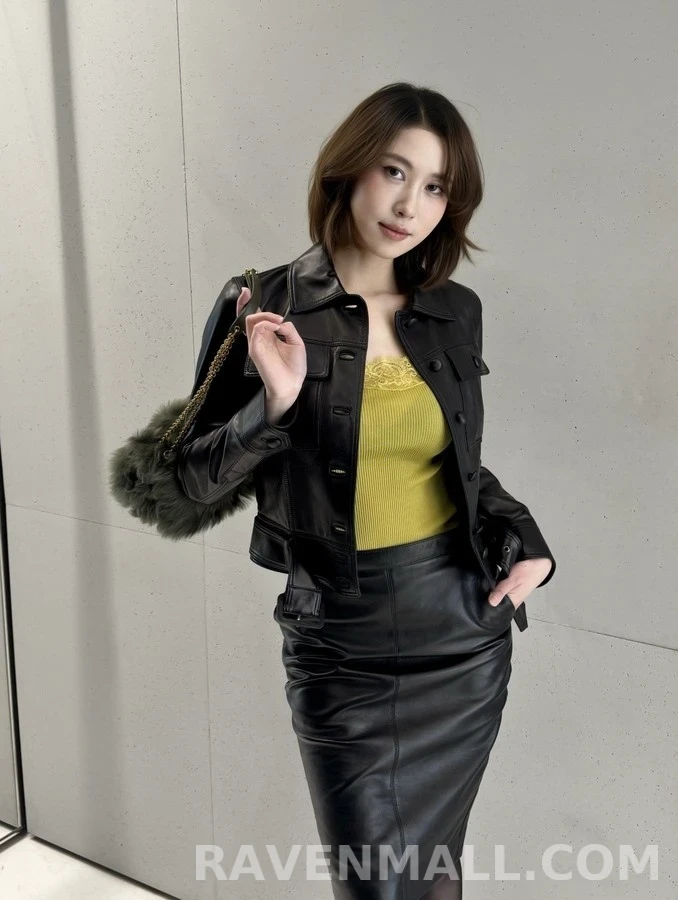 생로랑 세인트로랑 벨티드 워크웨어 레더 자켓 상세 이미지