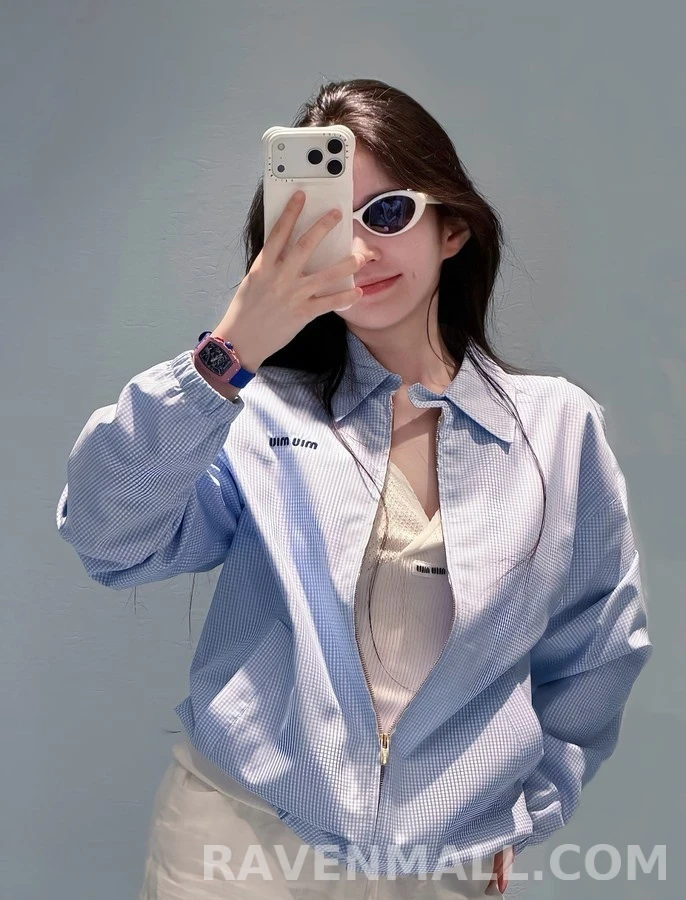 미우미우 미우미우 체크 카라 자켓 상세 이미지