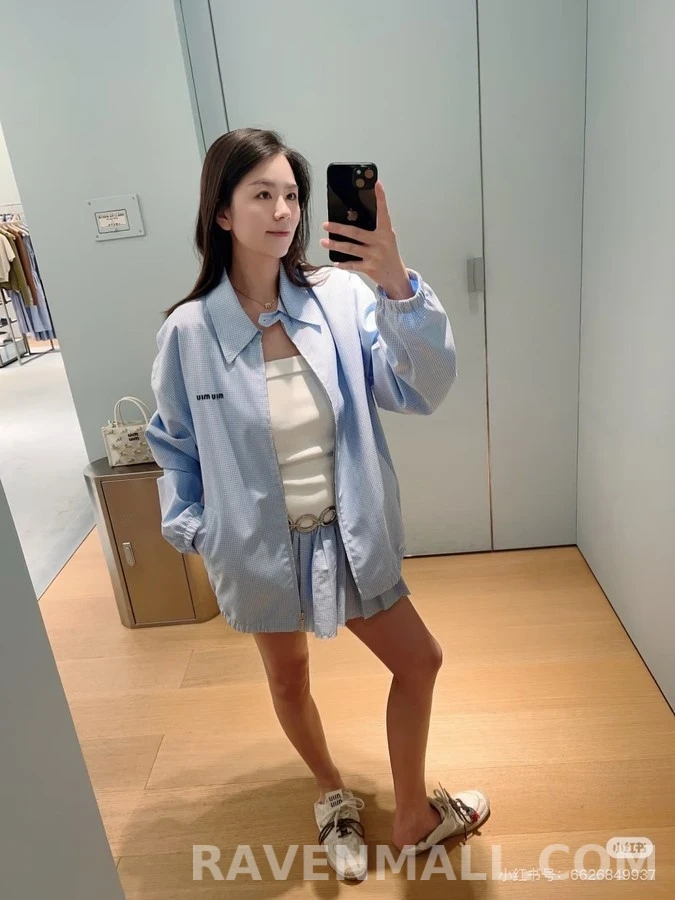 미우미우 미우미우 체크 카라 자켓 상세 이미지